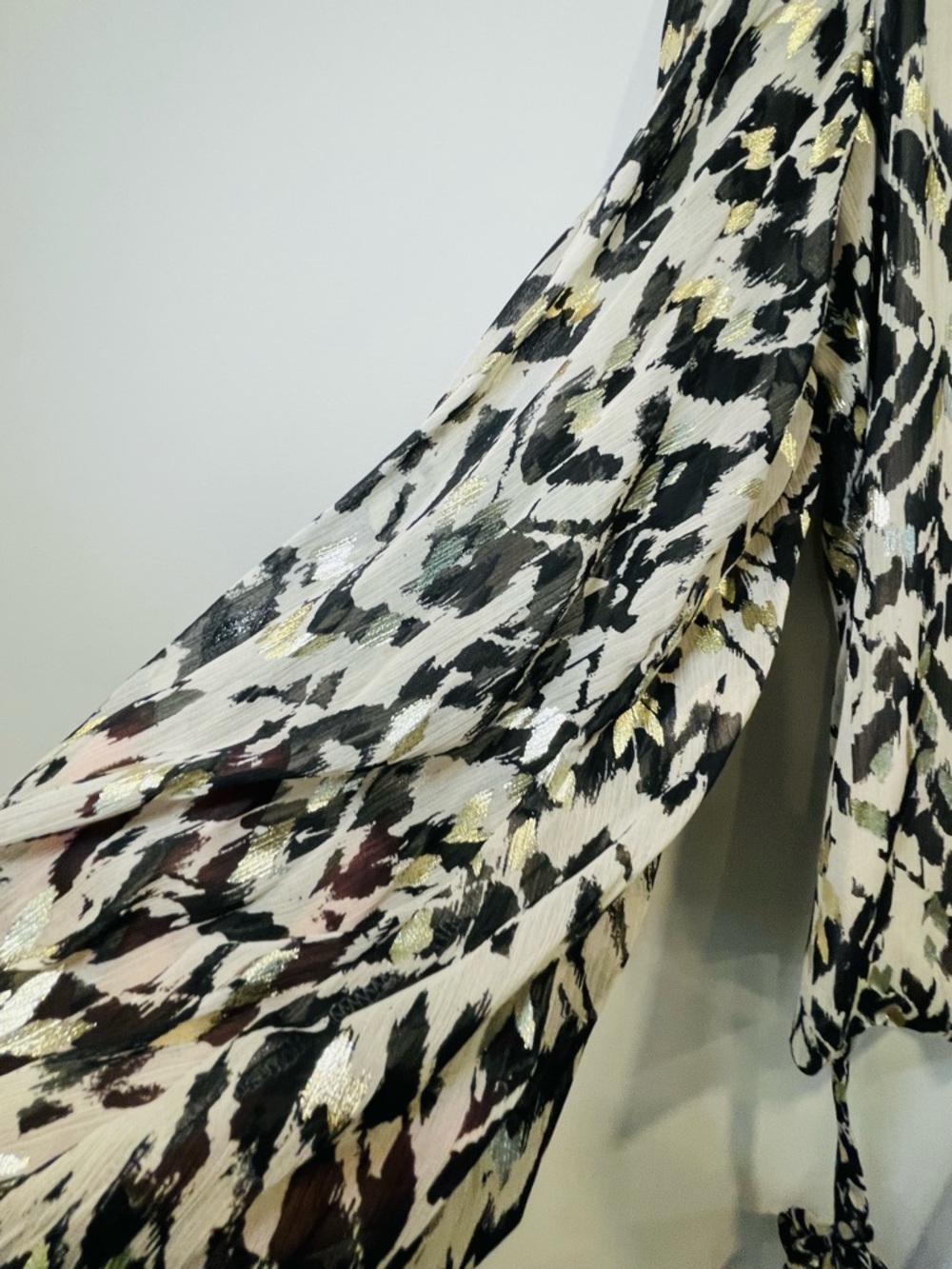 Part Two Women's Beige and Black Tie-Waist Animal Print Wrap Blouse - Picture 4 of 6